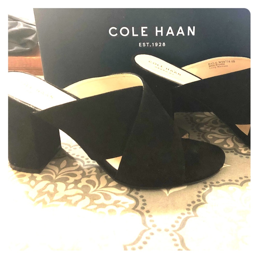 Black Cole Hann Mule Suede Heels